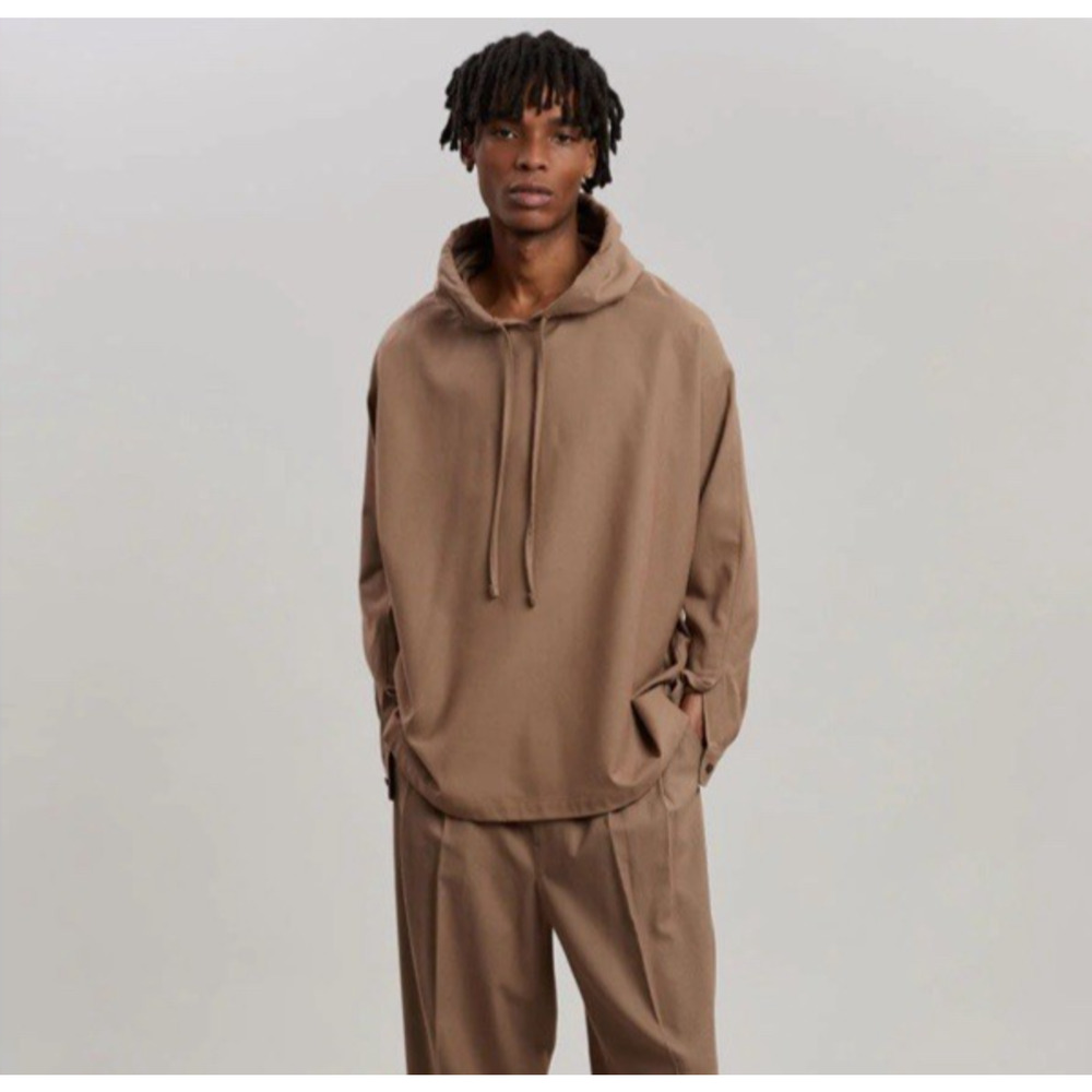 The Frankie Shop Heith Oversized Crepe Hoodie Brown Pullover S Minimalist USA